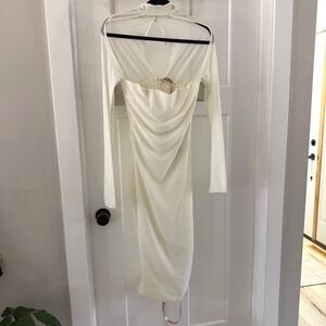 House of CB Milarose White Mesh Corset Midi Dress Size S NWT tiny mark Bridal